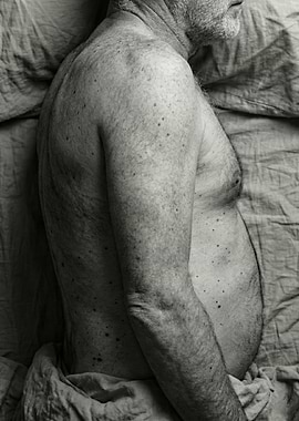 Shirtless Older Man Side Profile