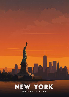 New York City Skyline at Sunset