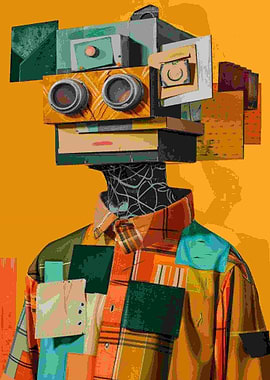Robot with Patchwork Shirt