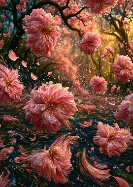Pink Cherry Blossoms Falling