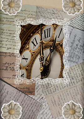 Vintage Clock and Letters Collage