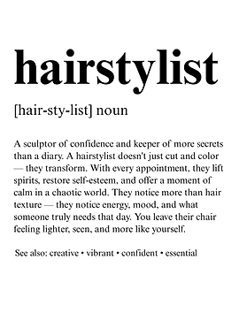 Hairstylist Definition Print Wall Art for Salon Decor