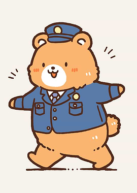 Cute Bear in Police Uniform