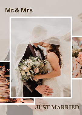 Mr. & Mrs. Just Married Wedding Collage