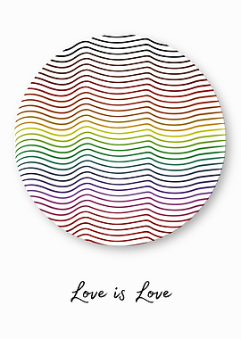 Modern Minimal Wavy Rainbow Pride Love is Love