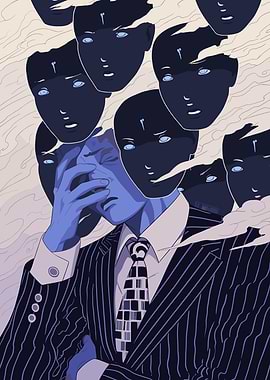 Man in Suit Surrounded by Dark Faces