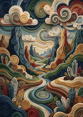 Whimsical Paper Quilled Landscape