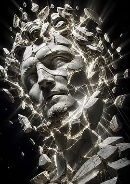 Exploding Marble Bust with Light Network