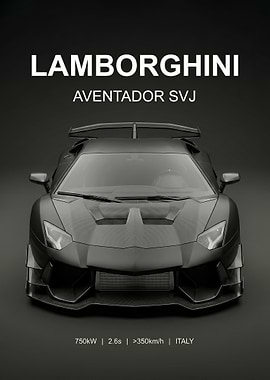 matte black Lamborghini Aventador SVJ poster