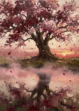 Cherry Blossom Tree Reflection