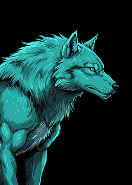 Cyan Wolf Portrait