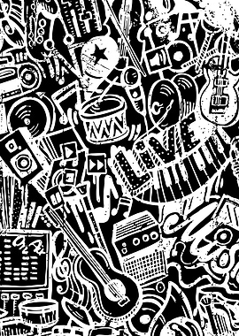 Black and White Music Collage