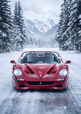 Ferrari F50 in Snowy Mountains
