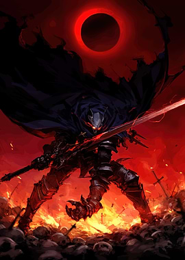 Dark Knight with Glowing Sword