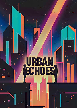 Urban Echoes Cityscape with Silhouettes