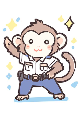 Cute Monkey Police Officer
