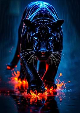Black Panther with Glowing Paws