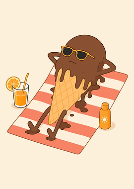 Melting Ice Cream Cone Summer