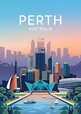 Perth Australia Skyline at Sunset
