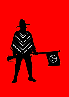 Silhouette of a Soldier with Peace Flag