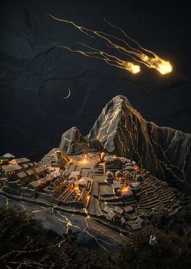 Machu Picchu Under Meteor Shower