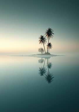 Tropical Island Reflection at Sunset