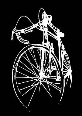 White Bicycle Sketch on Black