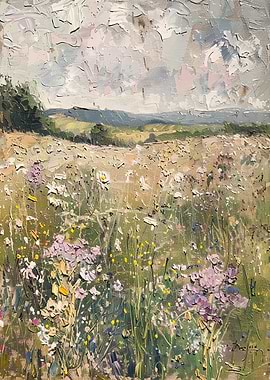 Impressionistic Field of Wildflowers