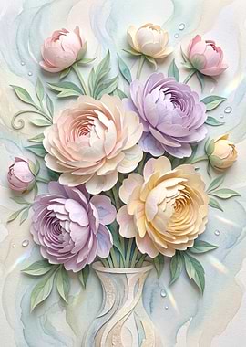 Paper Peony Bouquet in a Vase