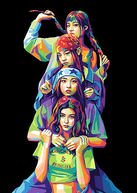 Aespa Four Girls in Pop Art Style