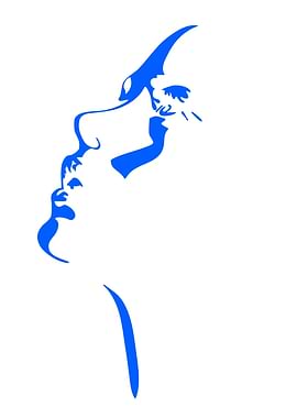 Abstract Blue Face Silhouette