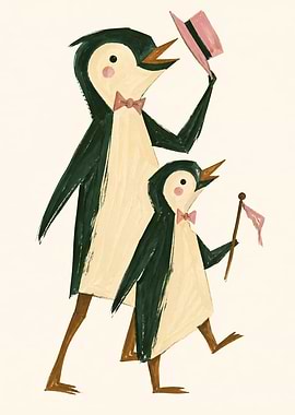 Two penguins in a parade