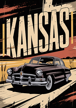 Vintage Kansas Car Poster