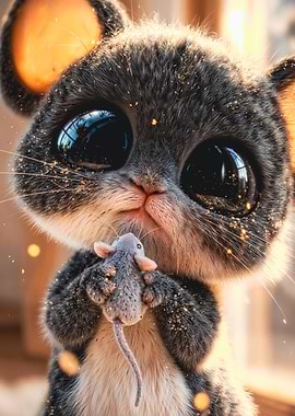 Cute Mouse Holding a Toy Mouse