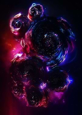 Cosmic Black Holes Swirling Nebula