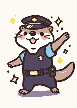 Cute Otter Police Officer
