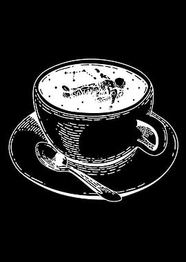 Astronaut floating in coffee