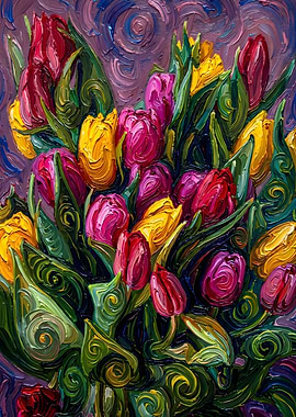 Impressionistic Tulip Bouquet Painting