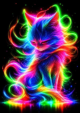 Rainbow Neon Cat