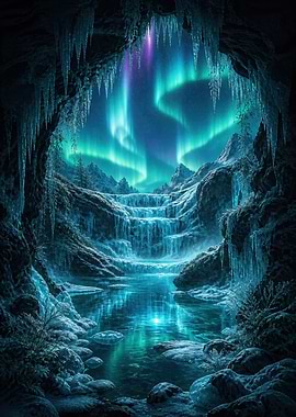 Enchanted Ice Cave Aurora