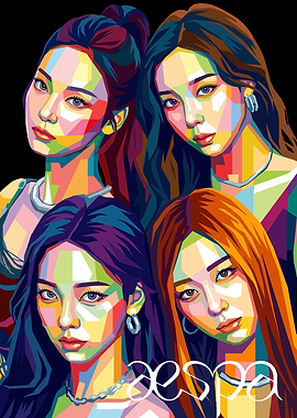K-Pop Group Aespa Pop Art Portrait