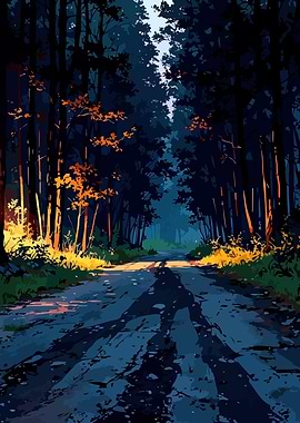 Enchanted Forest Road at Dusk