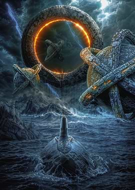 Sci-fi Submarine and Cosmic Portal