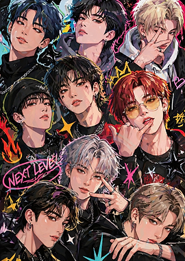 K-Pop Group Anime Art