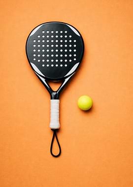 Padel Racket and Ball Modern Art