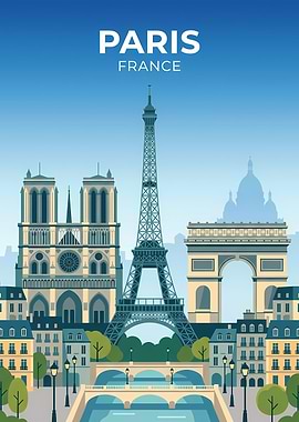 Paris Cityscape with Landmarks