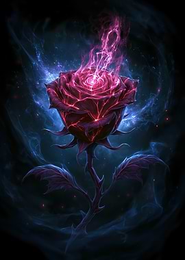 Enchanted Rose with Cosmic Aura