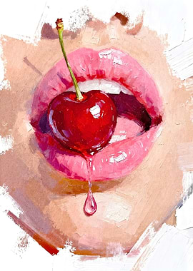 Dripping Cherry in Her Mouth