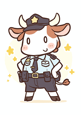 Cute Cow Police Officer