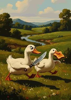 Ducks with Knife and Toast